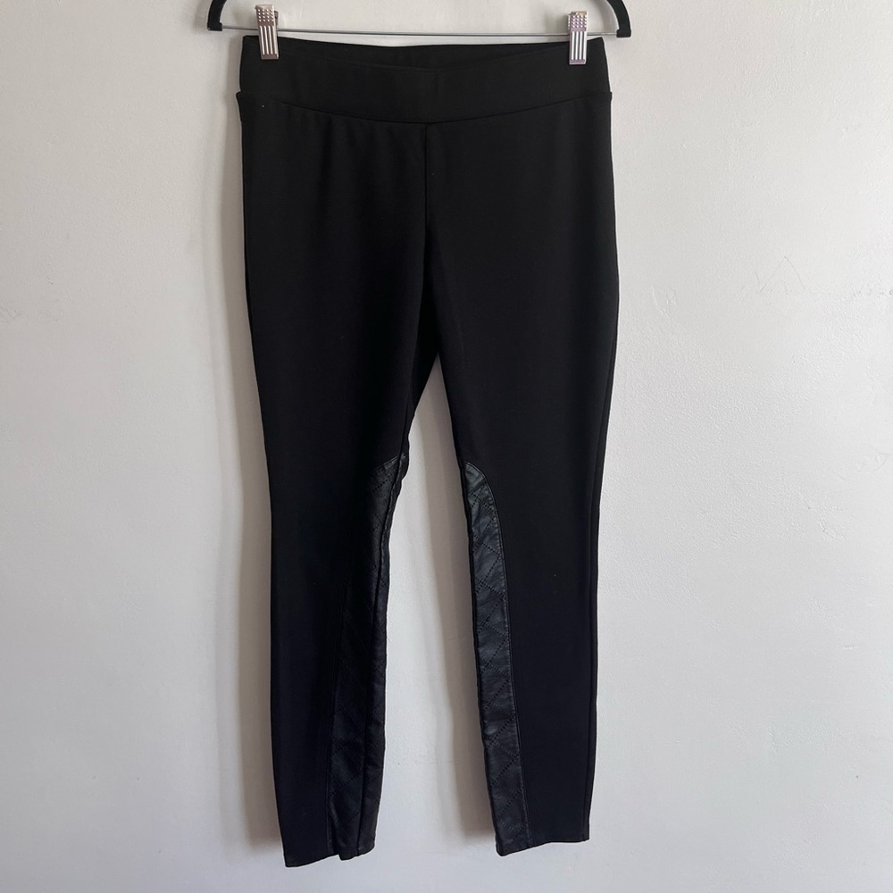 White House Black Market Tregging Ponte and Faux Leather Contrast Leggings